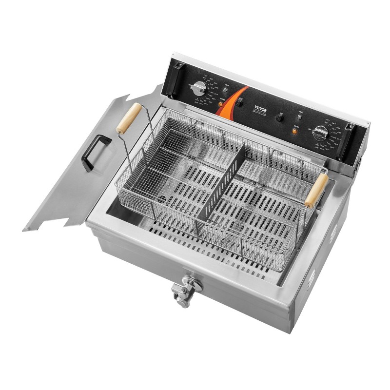 Sähköinen työtasomallinen syvärasvakeitin ruostumatonta terästä 20 litran öljytilavuudella 3000 wattia