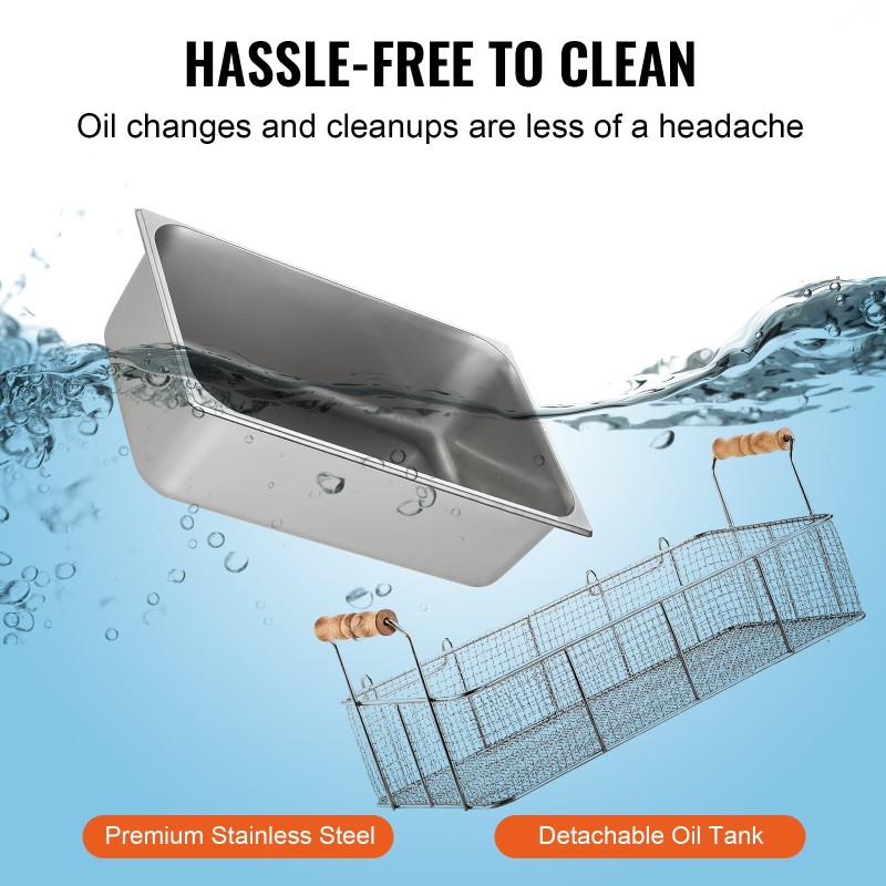 Sähköinen uppopaistinkattila ruostumatonta terästä 12 l öljykapasiteetti 3 irrotettavaa koria ammattikeittiöön