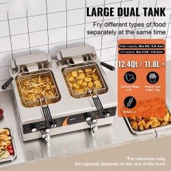 Sähköinen kaksisäiliöinen rasvakeitin ruostumatonta terästä kaksi 8,5 litran säiliötä ammattikeittiöön