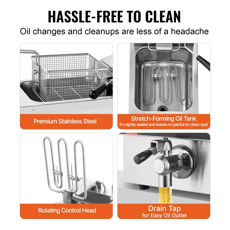 Sähköinen kaksisäiliöinen rasvakeitin ruostumatonta terästä kaksi 8,5 litran säiliötä ammattikeittiöön