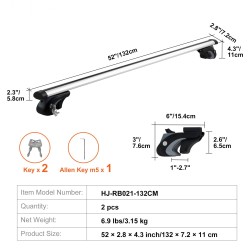 Kattotelineen poikkitangot pituus 132 cm 2 kpl korotetuille kattokaiteille