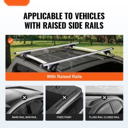 Alumiiniset säädettävät kattotangot 123 cm 90 kg 2 kpl korotetuille pitkittäiskaiteille