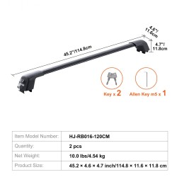 Kattotelineen poikittaiskiskot alumiini ja nailon 120 cm 2 kpl urallisiin sivukaiteisiin