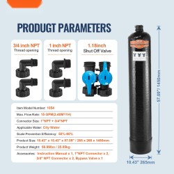 Suolaton vedenkäsittelylaite koko taloon kaupunkiveteen polyfosfaatilla kvartsihiekalla ja hartsilla NSF-sertifioitu