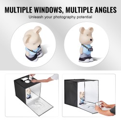 Valokuvausvalolaatikko 600×590×600 mm 160 LED säädettävä 3000–5600K 6 taustaa