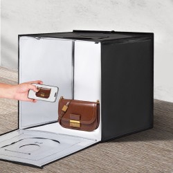 Valokuvausvalolaatikko 600×590×600 mm 160 LED säädettävä 3000–5600K 6 taustaa