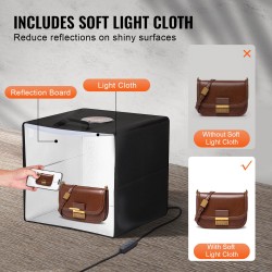 Valokuvausvaloteltta 410x400x390 mm 120 LED-helmeä 6 kaksipuolista taustakangasta 3000–5600K USB