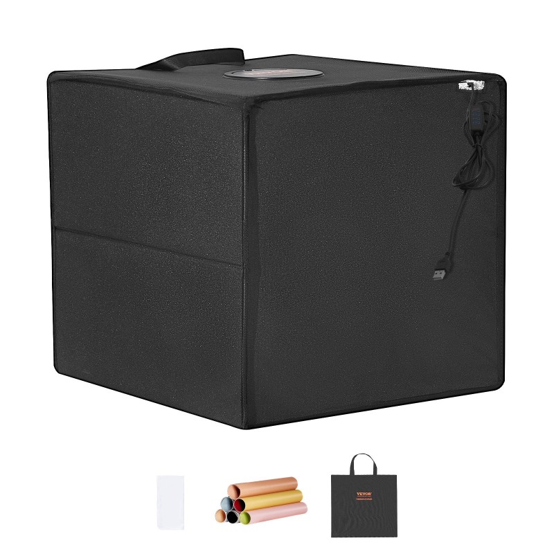 Valokuvausvaloteltta 410x400x390 mm 120 LED-helmeä 6 kaksipuolista taustakangasta 3000–5600K USB