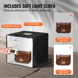 Valolaatikko 315x310x310 mm 120 LED-helmeä 3000–5600K säädettävä kirkkaus 6 kaksipuolista taustaa