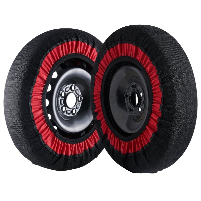 Lumiketjusukat paksutetut polyesterikuituiset halkaisija 385–430 mm 2 kpl puolipeitto autoihin