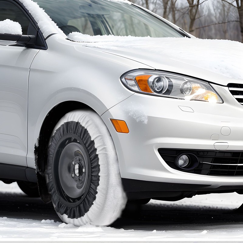 Lumisukat renkaisiin paksutettu polyesterikuitu koko M 2 kpl talviajoon