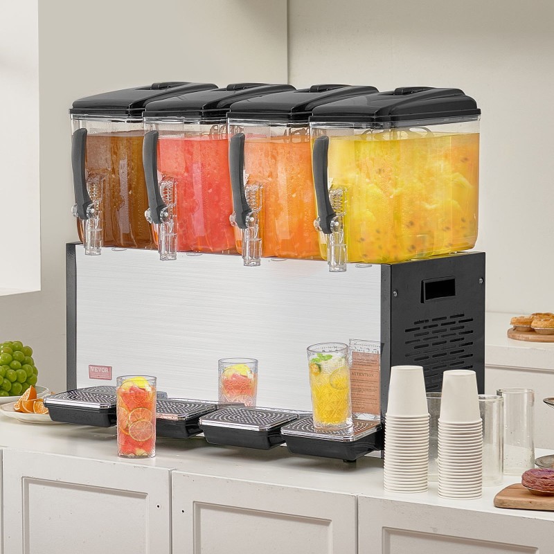 Kylmäjuoma-annostelija ruostumattomasta teräksestä neljällä kahdentoista litran säiliöllä viisisataakymmenen watin