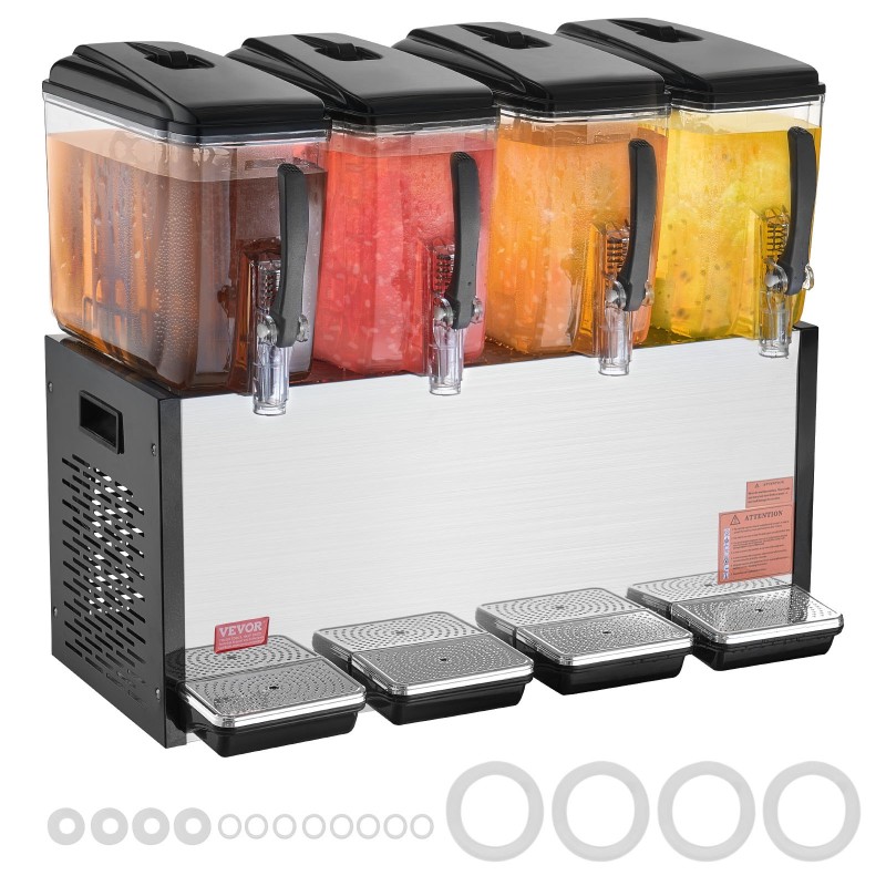 Kylmäjuoma-annostelija ruostumattomasta teräksestä neljällä kahdentoista litran säiliöllä viisisataakymmenen watin