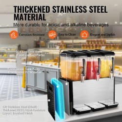 Kaupallinen juoma-annostelija 3 säiliötä jokainen 12 l jäähdytys 7–12 °C