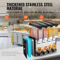 Kaupallinen juoma-annostelija 4 säiliötä 10 L elintarvikekelpoinen kylmille juomille