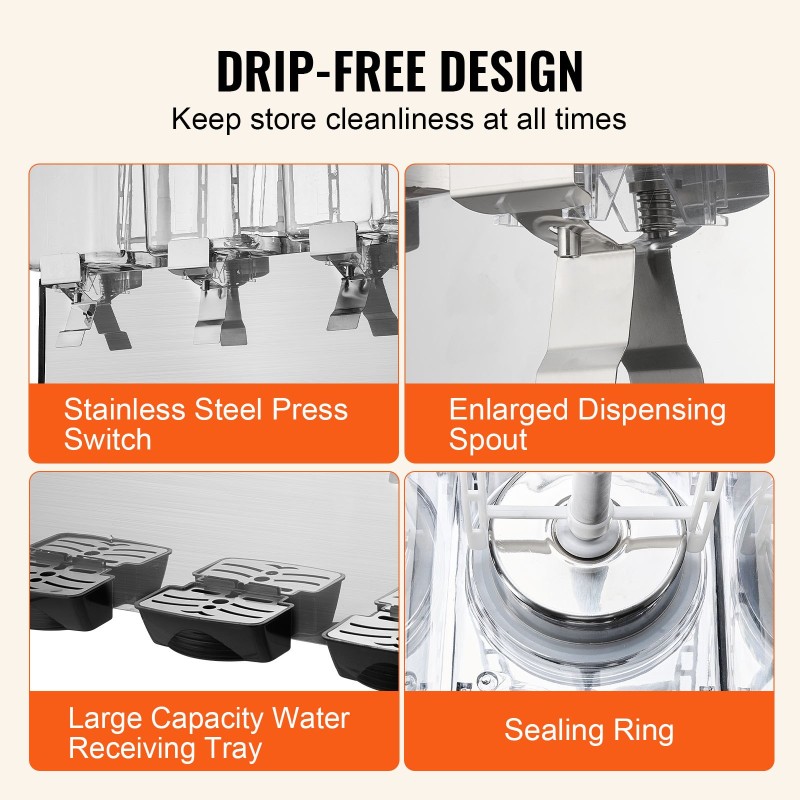 Kylmäjuoma-annostelija kolme säiliötä jokaisessa kahdeksantoista litraa ruostumaton teräs ammattikäyttöön