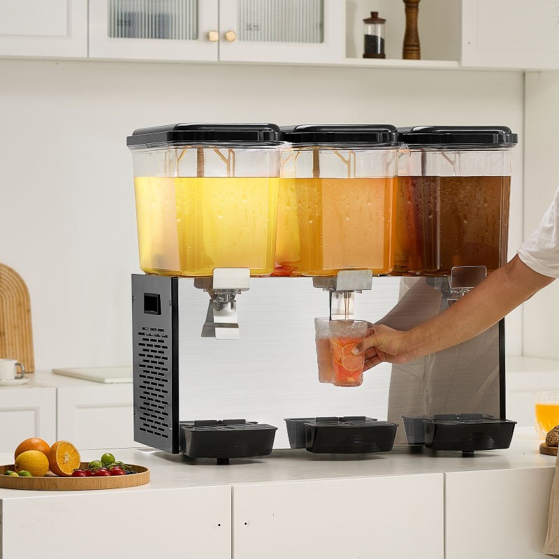 Kylmäjuoma-annostelija kolme säiliötä jokaisessa kahdeksantoista litraa ruostumaton teräs ammattikäyttöön