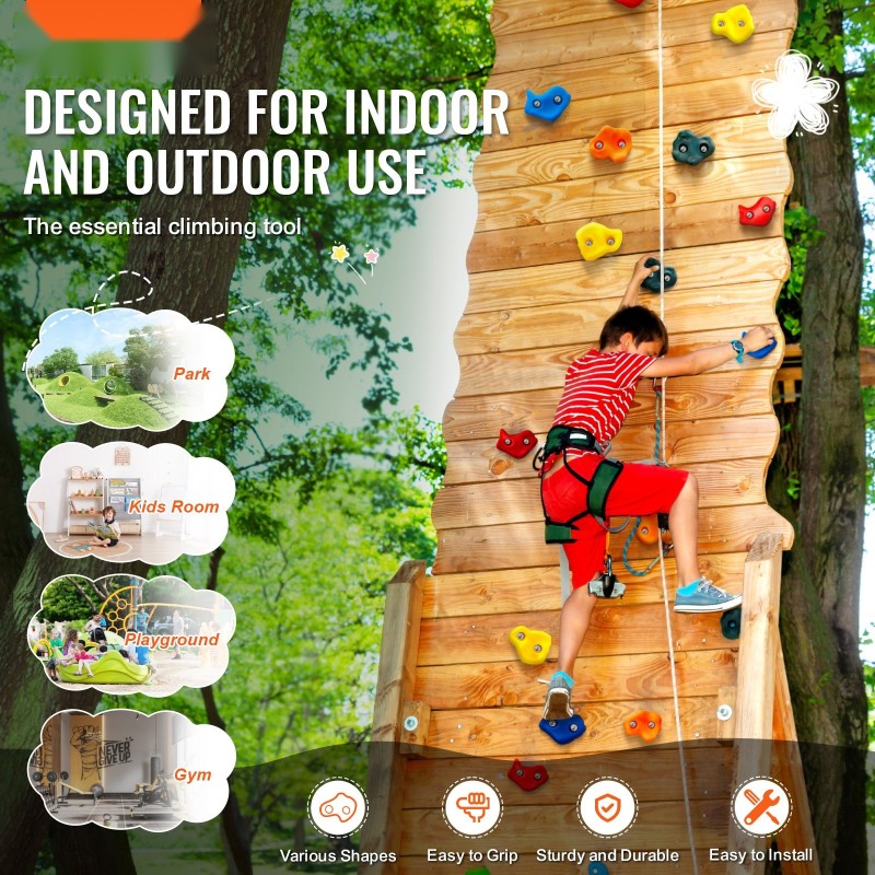 Kiipeilyotteet 25 kpl PP-kopolymeeri eri kokoja lapsille ja aikuisille sisä- ja ulkokäyttöön