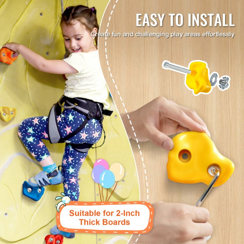 Kiipeilyotteet 25 kpl PP-kopolymeeri eri kokoja lapsille ja aikuisille sisä- ja ulkokäyttöön