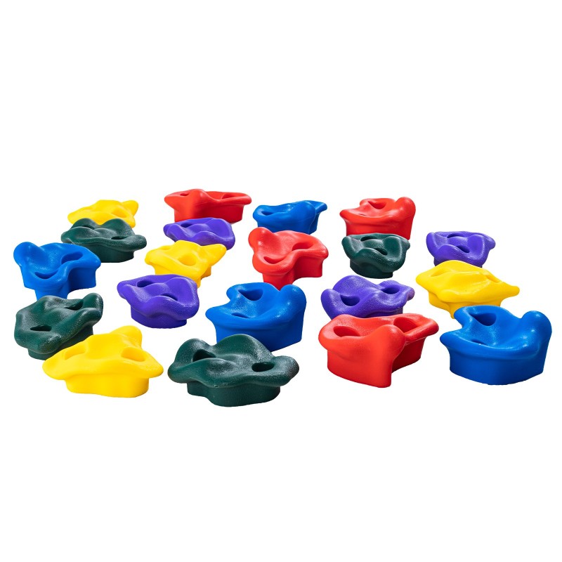 Puuhun asennettavat PP-kopolymeeriset kiipeilyotteet 20 kpl ja 6 räikkähihnaa