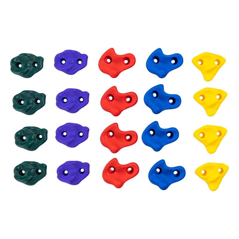 Puuhun asennettavat PP-kopolymeeriset kiipeilyotteet 20 kpl ja 6 räikkähihnaa