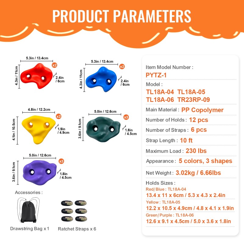 Puuhun kiinnitettävä kiipeilypidikesetti 12 pidikettä 6 hihnaa lapsille ja aikuisille