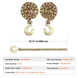 Kuljetussidontaketju G80 10 mm 0,87 m 3,22 t 2 kpl hinauskäyttöön