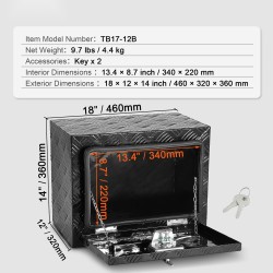 Alumiininen lukittava alalaatikko ajoneuvojen alle mitat 45,7×30,5×35,6 cm