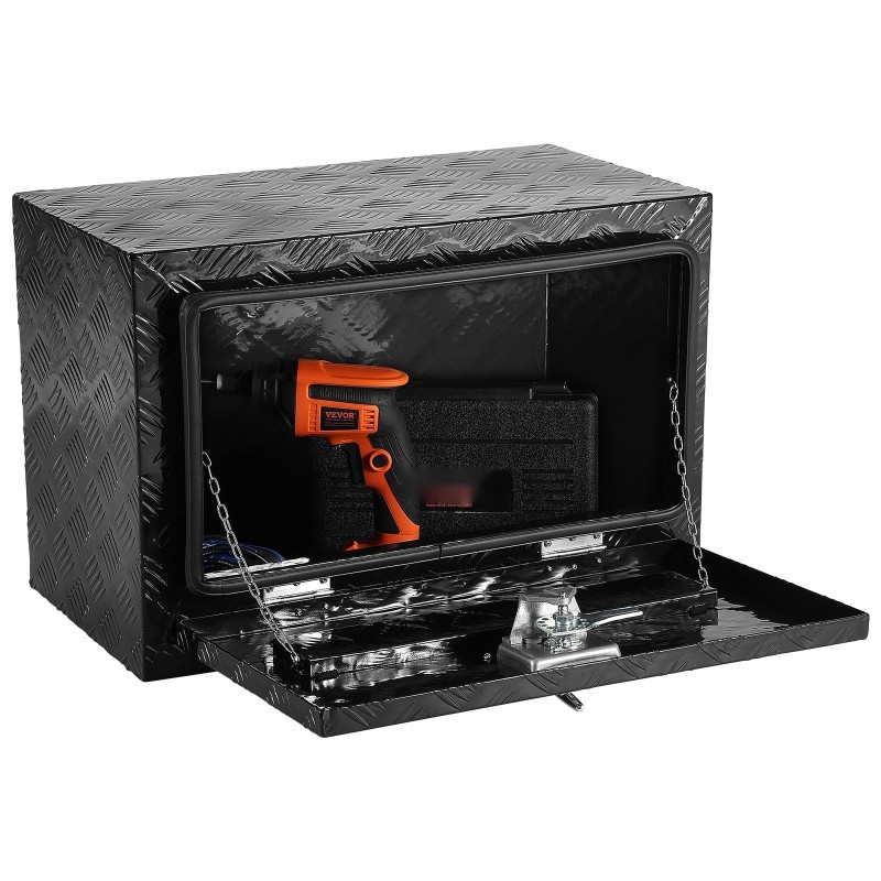 Alumiininen alapuolinen työkalulaatikko timanttikuvioitu 610x430x460 mm lukolla ja avaimilla