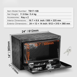 Alumiininen alapuolinen työkalulaatikko 24 x 12 x 14 tuumaa lukollinen tiivisteellä