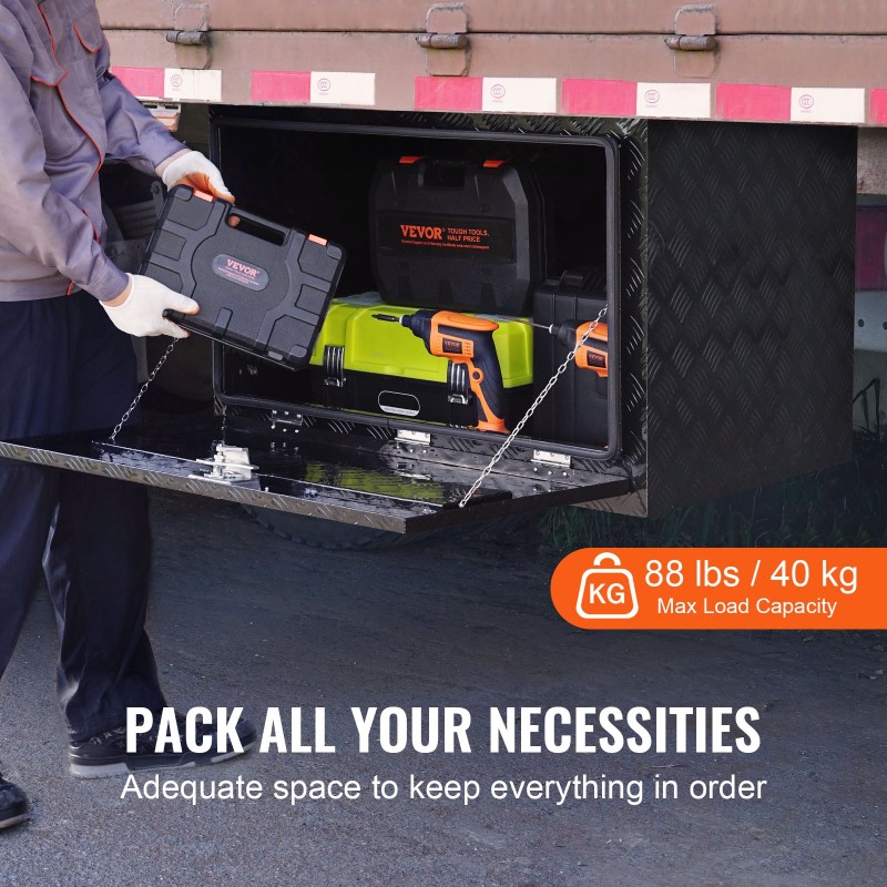 Auton alle asennettava alumiininen työkalulaatikko 914×610×610 mm vesitiivis lukolla