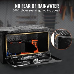 Rungon alle asennettava alumiininen työkalulaatikko lukolla 760 x 355 x 405 mm