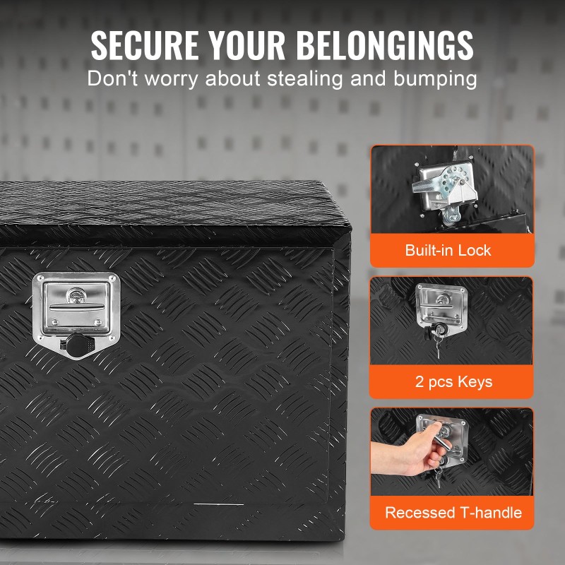 Alarunkoinen alumiininen timanttikuvioitu säilytyslaatikko 1219x610x610 mm lukittava säänkestävä