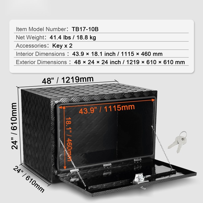 Alarunkoinen alumiininen timanttikuvioitu säilytyslaatikko 1219x610x610 mm lukittava säänkestävä