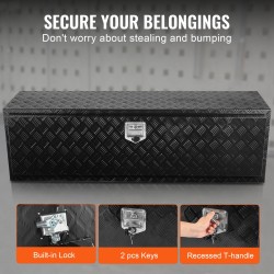 Alumiininen alalaatikko ajoneuvoon 1524x432x457 mm timanttipintainen lukittava T-mallinen kahva