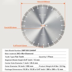 Timanttilaikka 350 mm betonille 12 mm segmenttikorkeus 25,4 mm keskiöreikä