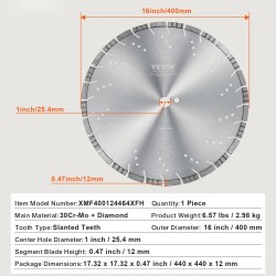 Timanttilaikka 400 mm 12 mm segmenttikorkeus 25,4 mm keskireikä betonille ja laatoille