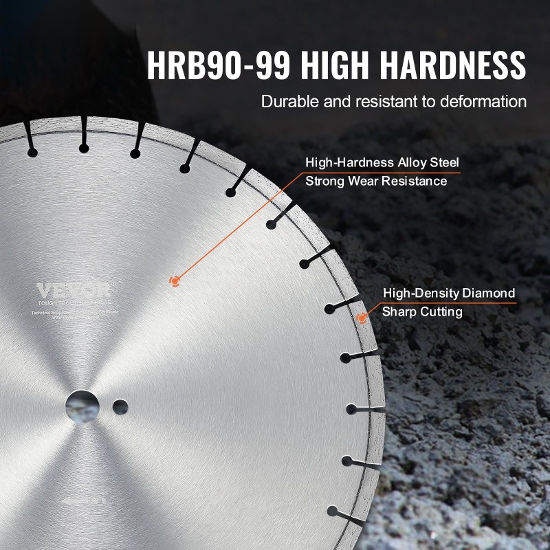 Timanttilaikka 450 mm 30Cr-Mo seosteräspohja timanttisegmentti 12 mm tasahampainen 25,4 mm keskireikä