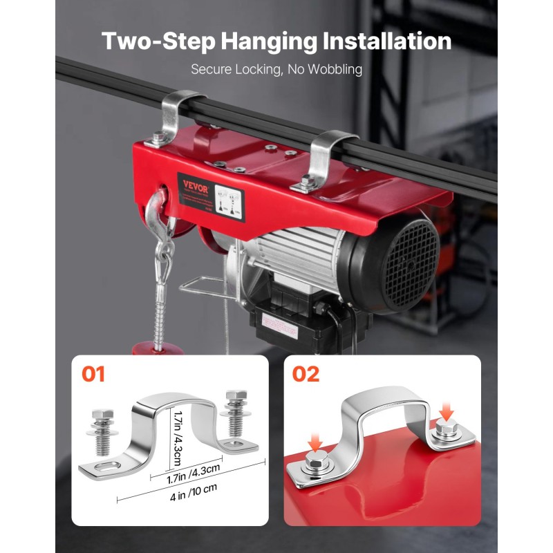 Sähkönostin seosteräsrunko päällystetty teräsvaijeri kaksiköysi 1000 kg yksiköysi 500 kg