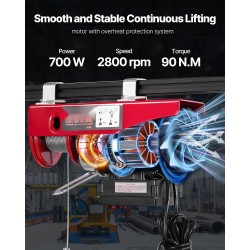 Sähkökäyttöinen vaijerivinssi seosteräksinen runko 200 kg langaton ja langallinen ohjaus