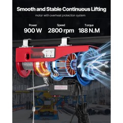 Sähköinen vaijerinostin seosterunkoinen 300/600 kiloa 12/6 metriä langaton 100 metriä