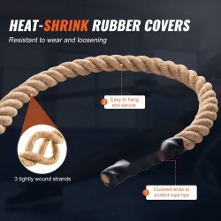 Kiipeilyköysi juuttikuitua 3,05 m 38 mm halkaisija kuntosalitreeniin