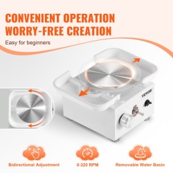 Sähköinen savenvalupyörä 0-320 kierrosta minuutissa irrotettava allas 2,56 ja 3,94 tuuman lautaset