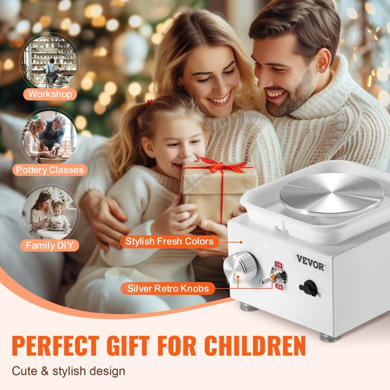 Sähköinen savenvalupyörä 0-320 kierrosta minuutissa irrotettava allas 2,56 ja 3,94 tuuman lautaset