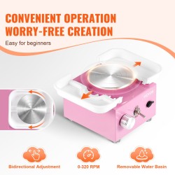 Sähköinen savenvalupyörä 0–320 kierrosta minuutissa irrotettava allas kaksi lautasta 18 työkalua pinkki