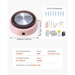 Sähkökäyttöinen minisorvipyörä 158 mm alumiinisorvialustalla portaaton nopeudensäätö 0–140 eteen ja taaksepäin lapsille