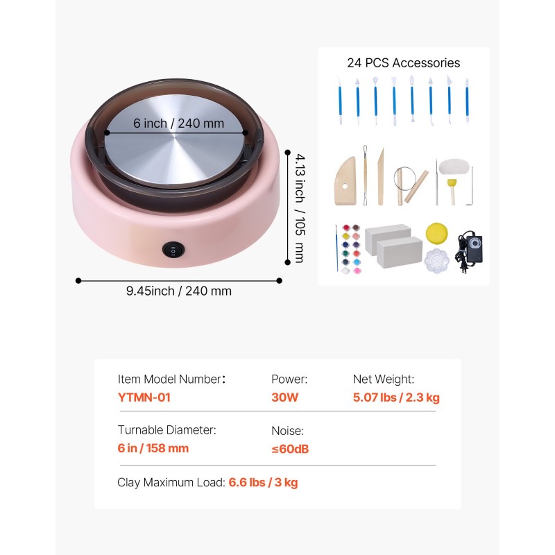Sähkökäyttöinen minisorvipyörä 158 mm alumiinisorvialustalla portaaton nopeudensäätö 0–140 eteen ja taaksepäin lapsille