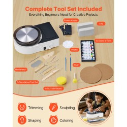 Mini-savikiekkokone alumiinipyöritysalusta 158 mm säädettävä nopeus 0–140 kierrosta minuutissa lapsille ja aikuisille