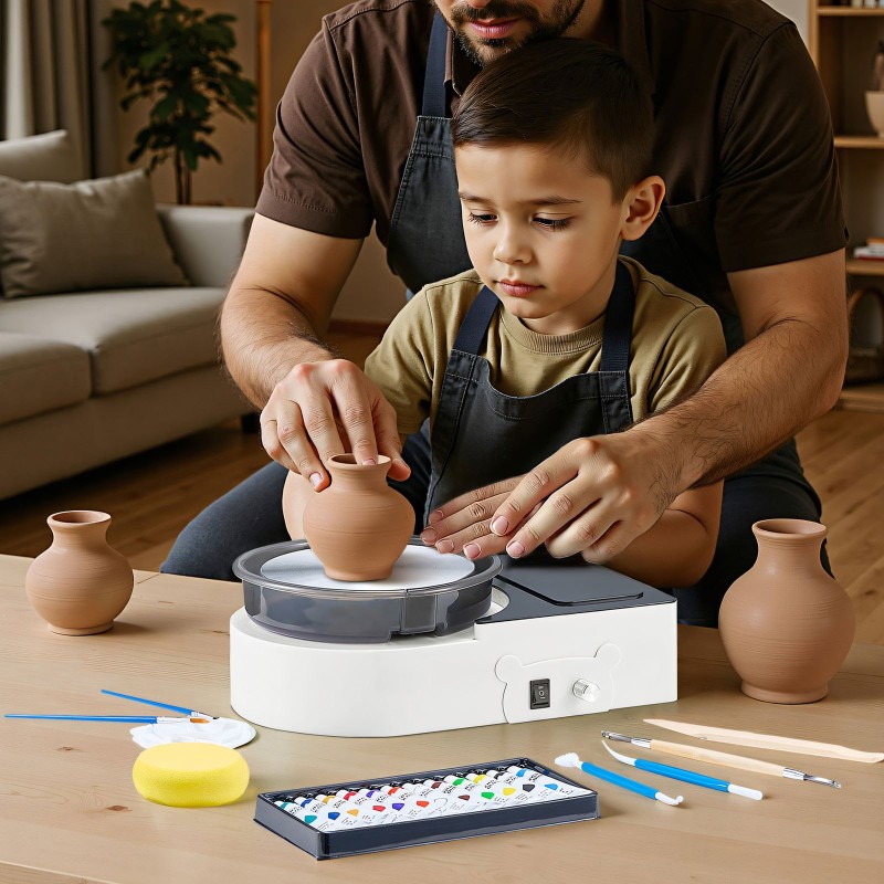 Mini-savikiekkokone alumiinipyöritysalusta 158 mm säädettävä nopeus 0–140 kierrosta minuutissa lapsille ja aikuisille