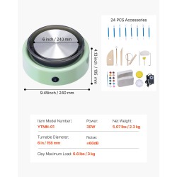 Mini-savityöpyörä 158 mm alumiinikääntöalustalla 30W säädettävä nopeus eteen ja taakse pyörivä lapsille